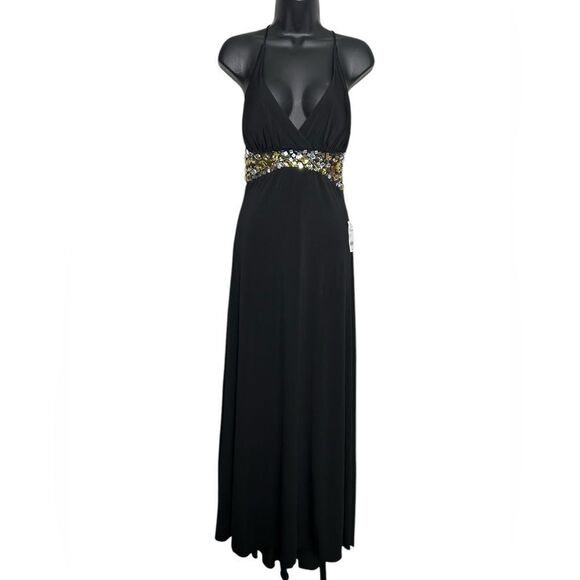 Vintage  Masquerade Black Dress with sequence silver and Gold Size 5/6 - Picture 1 of 7